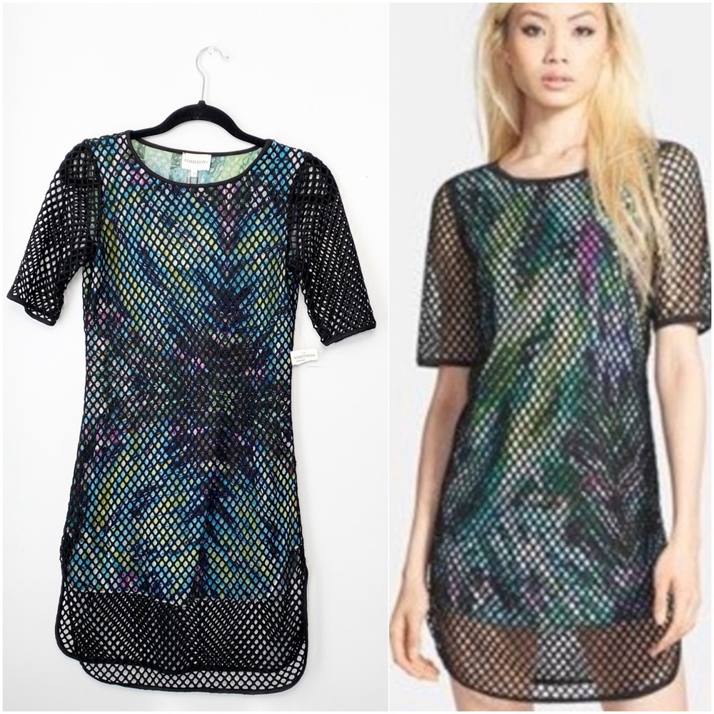 NWT Foxiedox Anthropologie Tropic Thunder Mesh Overlay Shift Dress Women's Sz XS